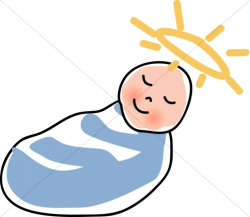 Swadled Baby Jesus Smiles | Baby Jesus Clipart