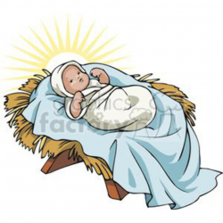 Baby Jesus in a Manger Glowing clipart. Royalty-free clipart # 143670