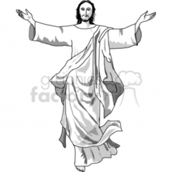 The Risen Christ coming in black and white clipart. Royalty-free clipart #  164235