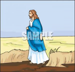 Clipart Image: Jesus Walking In a Field