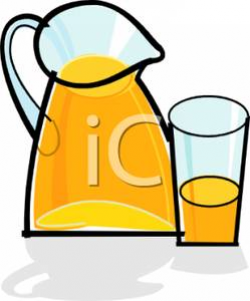 A Colorful Cartoon of a Pitcher and Glass of Orange Juice ...