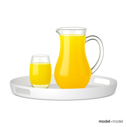 Pitcher and glass of orange juice