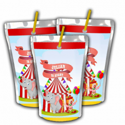 Amazon.com: 12 Personalized Circus or Carnival Juice Pouch ...