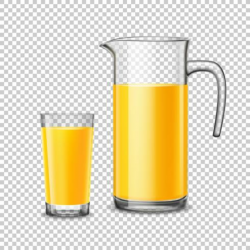 Glass And Pitcher With Orange Juice On Transparent ...