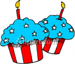 Fourth of July Cupcakes - Royalty Free Clipart Picture
