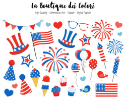 4th of July Clip art, Cute Digital illustrations PNG, Patriotic ...