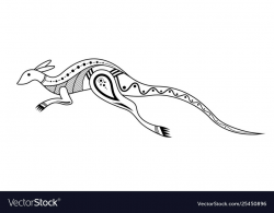 Kangaroo aboriginal art style monochrome isolated