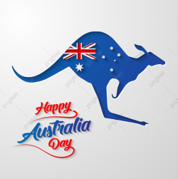 Happy Australia Day Calligraphy Lettering With Blue Kangaroo ...