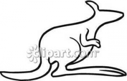Simple Kangaroo Outline - Royalty Free Clipart Picture