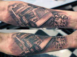 60 Truck Tattoos For Men - Vintage and Big Rig Ink Design Ideas