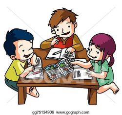 Vector Stock - Kids studying together. Clipart Illustration ...