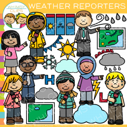 Kids Weather Reporters Clip Art