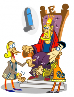 King and servants in throne room Stock Images