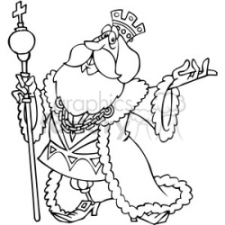 cartoon king in black and white clipart. Royalty-free clipart # 391466