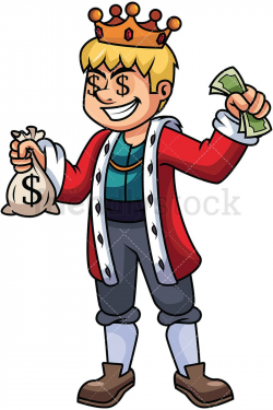 Rich King Holding Money | Illustration, Cartoon, Clip art