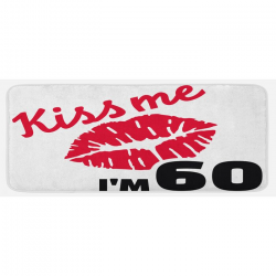 Hot Party Theme With Lipstick Mark Kiss Me I Am 60 Words Image Illustration  Black Red Kitchen Mat