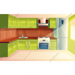 Vector Cartoon Modern Kitchen Interior Background, Kitchen ...