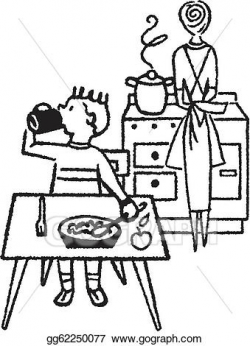 Stock Illustration - A black and white version of a young ...