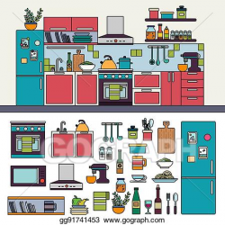 EPS Vector - Kitchen interior with modern furniture. Stock ...