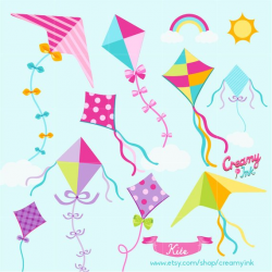 Kite Digital Vector Clip art / Kite on the Sky Clipart ...