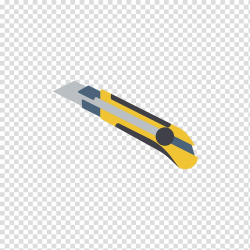 Knife Paper, Gray-yellow art knife transparent background ...