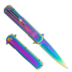 Tiger USA®Metallic DRAGON Folding knife w/clip (Rainbow Oil Slick)