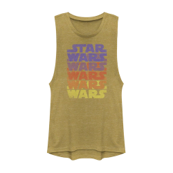 Juniors\' Star Wars Retro Logo Colorful Word Stack Muscle