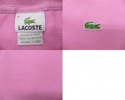 Old clothes polo shirt Lacoste LACOSTE logo pink large size used men short  sleeves tops