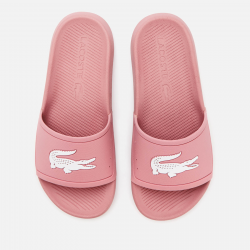 Lacoste Women\'s Croco Slide Sandals - Pink/White