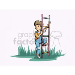 Little boy climbing a ladder clipart. Royalty-free clipart # 158747