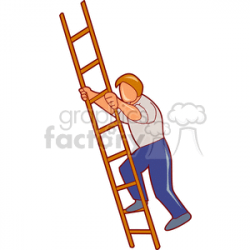 cartoon man climbing a ladder clipart. Royalty-free clipart # 154504