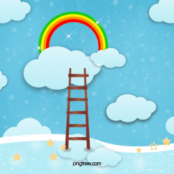Rainbow Ladder Blue Clouds Background Material, Rainbow ...
