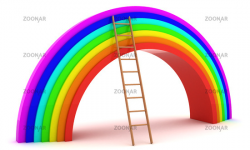 Photo 3d rainbow and ladder isolated on the white background ...
