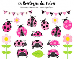 Pink Ladybug Clipart, Cute Graphics PNG, Ladybird, Bugs, garden ...