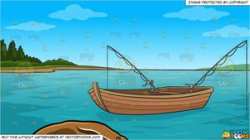 An Anteater and Fishing Boat On The Lake Background