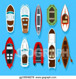 Vector Art - Fisherman boats and wooden sailboat with ...