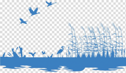 Wetland Silhouette Illustration, Wetland lake grass painted ...