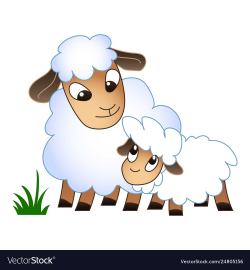 Mother kid sheep icon cartoon style