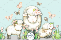 Sheep Lamb Clipart Watercolor ~ Illustrations ~ Creative Market