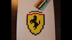 Handmade Pixel Art - How To Draw Ferrari Logo - YouTube
