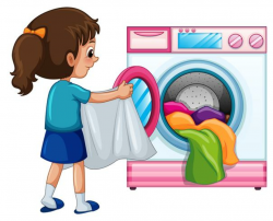Young girl doing laundry - Download Free Vectors, Clipart ...