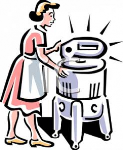 Vintage Style-Woman Washing Clothes In an Old Fashioned ...