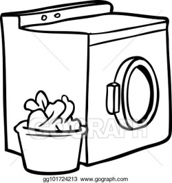 Vector Stock - Line drawing of a washing machine and laundry ...