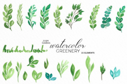 Watercolor Greenery Leaves Clipart