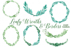 Eucalyptus Watercolor Wreath Clipart, Green Leaves, Rustic Green ...