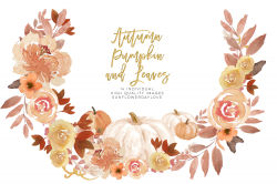 Autumn Wreath Pumpkin and leaves clipart
