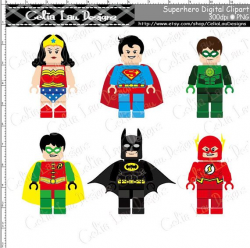 Super Hero Clipart(S007), Cute Superhero Lego clip art Personal and ...