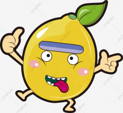 Happy Lemon Fruit Green Leaf Hand, Yellow, Orange, Tongue ...