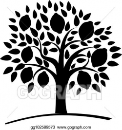 Vector Illustration - Silhouette lemon tree with green ...