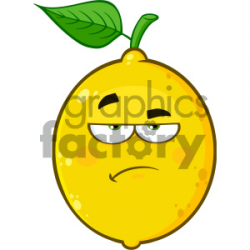 Royalty Free RF Clipart Illustration Grumpy Yellow Lemon Fruit Cartoon  Emoji Face Character With Sadness Expression Vector Illustration Isolated  On ...